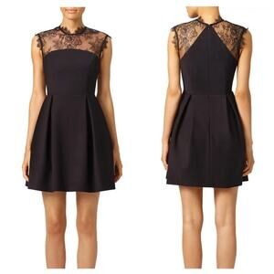 Nha Khanh Dress Escuro Lace Mini Pleated Sleeveless Crepe Pockets Party Black 6